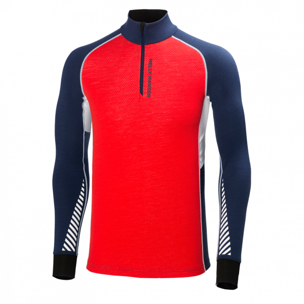 HH WARM FLOW HIGH NECK 1/2 ZIP,Alert Red S