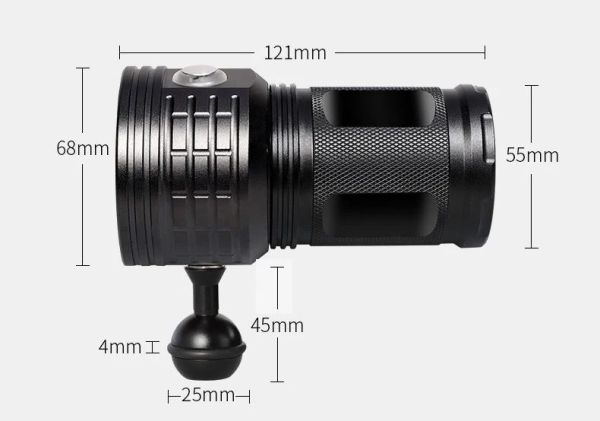 IPX8 27 LED'li 12000 Lümen Dalış Feneri - Pil Dahil