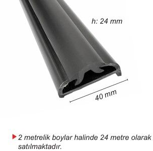 Küpeşte Fitili 40x24 mm siyah 2 mt