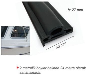 Küpeşte Fitili  50x27 mm siyah 2 mt