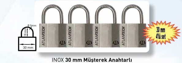 INOX 30 mm Müşterek Anahtarlı