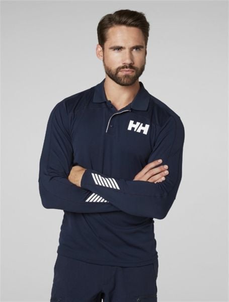 HH LIFA ACTIVE LIGHT LS POLO UZUN KOL ERKEK TİŞÖRT Navy L