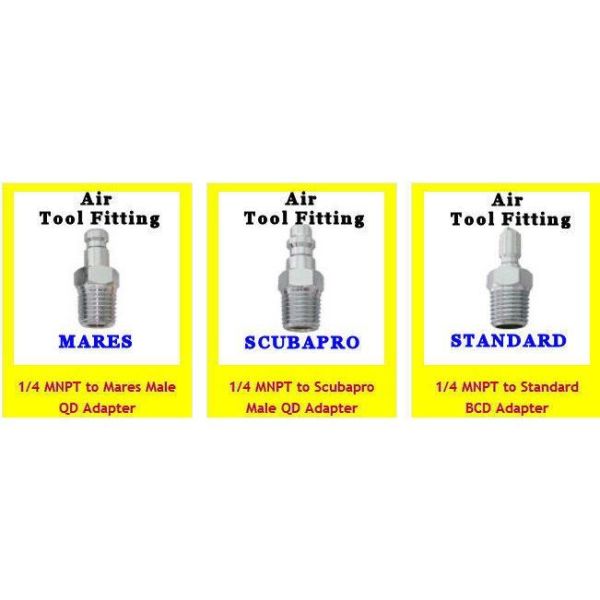 KRAKEN BC Adaptör AD22, Power Standart, Inflator hortumu için kolay bağlantı adaptörü 1/4'' NPT Dişi