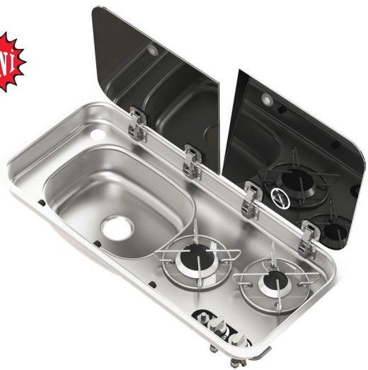 Navy Load Çift Cam Kaplı İki Ocaklı ve Sol Evye 25101