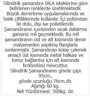 Silindir Şamandıra 600lt  Ağırlk:60kg Çap:95 Boy:76cm