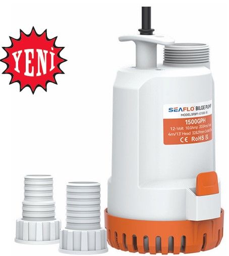 Seaflo Üsten Çıkış Sintine Pomp. 2000 gph. 24 V  Hortum çıkıflı: Ø: 29 & 32 mm