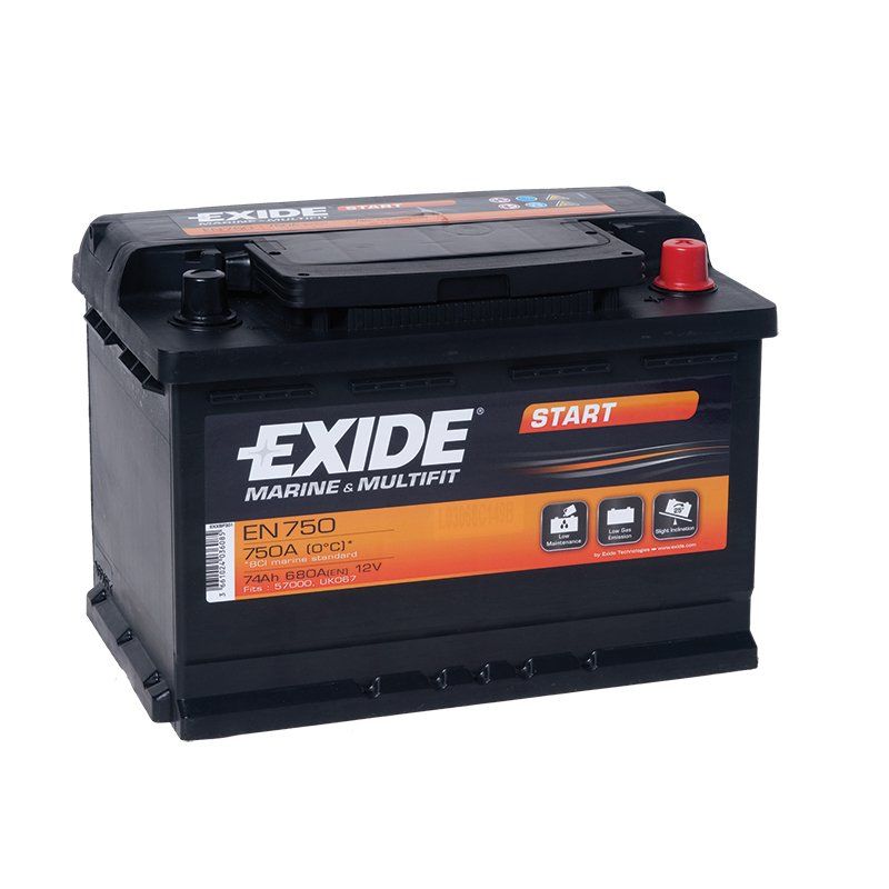 Battery Exide, Marine Type, 12V, 74 Ah, 278x175x190mm